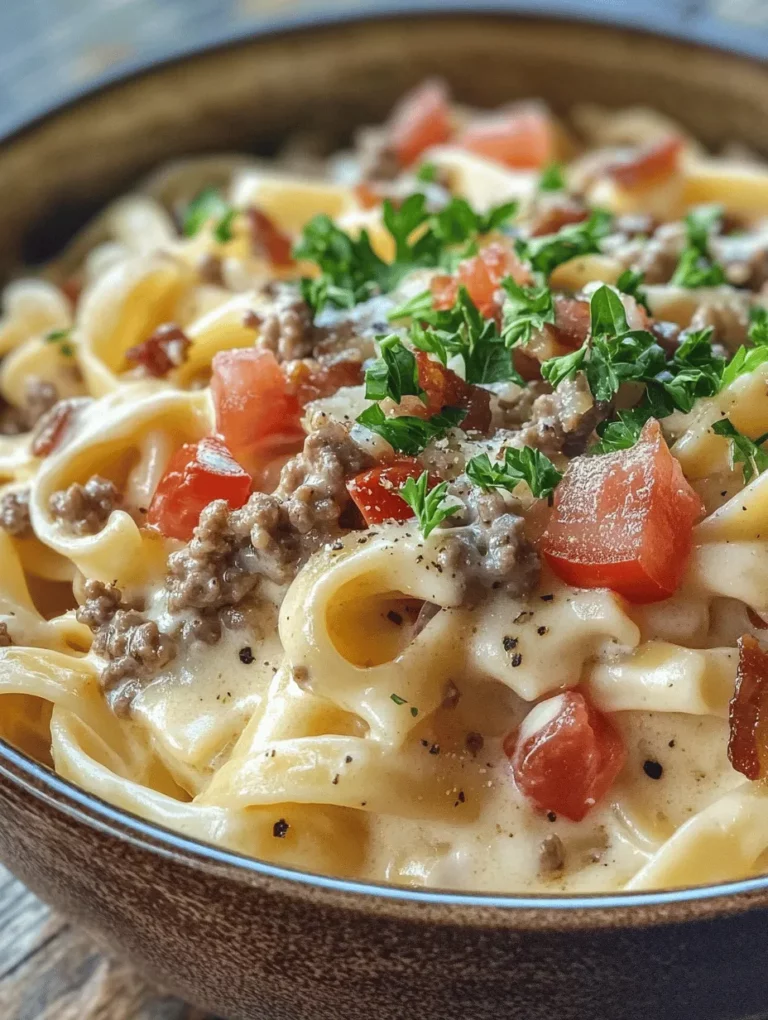 If you're a fan of hearty comfort food that combines the best of both worlds, then Loaded Bacon Cheeseburger Alfredo Pasta is a dish that will quickly become a staple in your kitchen. Imagine a creamy, dreamy Alfredo sauce enveloping perfectly cooked fettuccine pasta, topped with crispy bacon, juicy ground beef, and the unmistakable flavors of a classic cheeseburger. This dish not only satisfies your cravings but also delivers an unforgettable culinary experience that will leave your taste buds dancing.