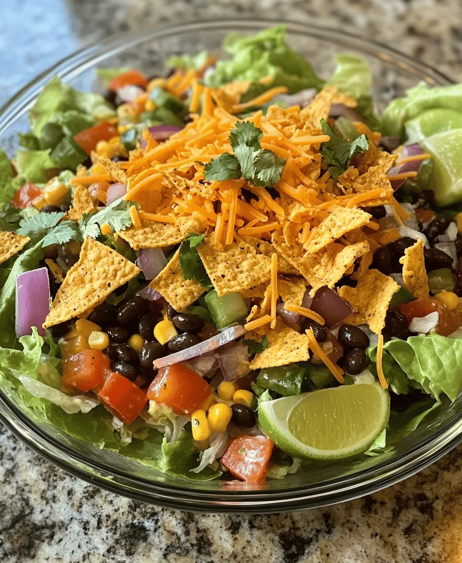 Taco salads have become a beloved staple in many households, offering a versatile and delicious way to enjoy the classic flavors of a taco in a healthier format. Whether served at casual gatherings, family dinners, or potlucks, taco salads cater to a variety of tastes and dietary preferences, making them a popular choice for any occasion. This Crunchy Dorito Taco Salad is a unique and flavorful twist on the traditional recipe, incorporating everyone's favorite cheesy corn chips to create a delightful mélange of textures and tastes that will leave your guests craving more.