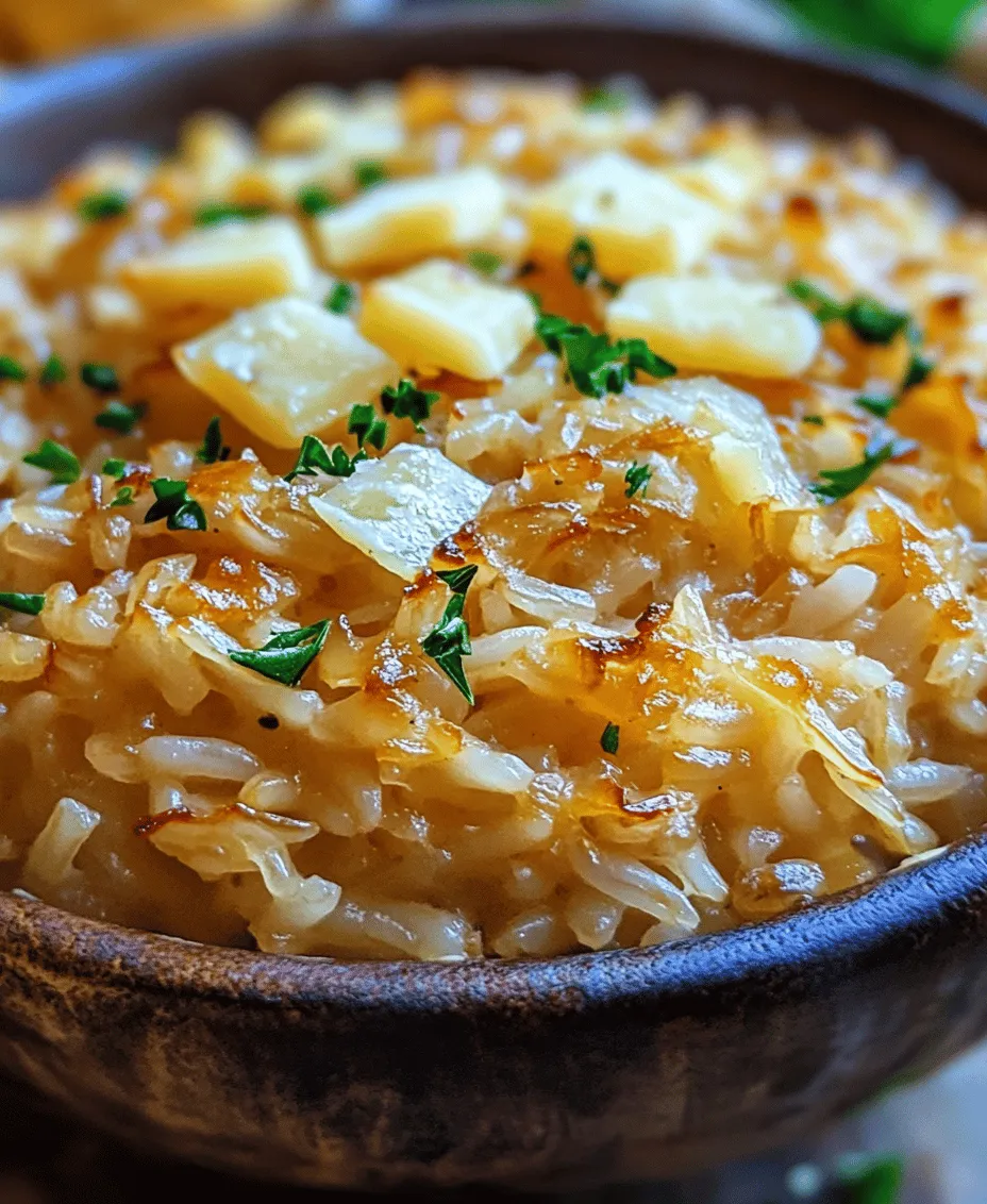 French Onion Butter Rice is a delightful dish that combines the comforting essence of creamy rice with the rich, savory flavors of caramelized onions and Gruyère cheese. This dish is a beautiful fusion of classic French onion soup and creamy risotto, making it a perfect choice for those chilly evenings when you crave something warm and indulgent. The creamy Arborio rice serves as the perfect canvas, soaking up the deep flavors from the onions and cheese, resulting in a dish that is not only satisfying but also incredibly flavorful.