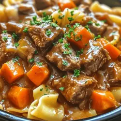 Imagine coming home after a long day to the warm, inviting aroma of a home-cooked meal wafting through the air. That’s the magic of Comforting Crockpot Beef Tips & Noodles—a dish that not only fills your belly but also warms your soul. This recipe is a staple for family dinners, offering a hearty meal that everyone can enjoy. The combination of tender beef tips, rich gravy, and comforting egg noodles creates a fulfilling experience that’s perfect for any occasion, from a chilly winter night to a casual Sunday gathering.