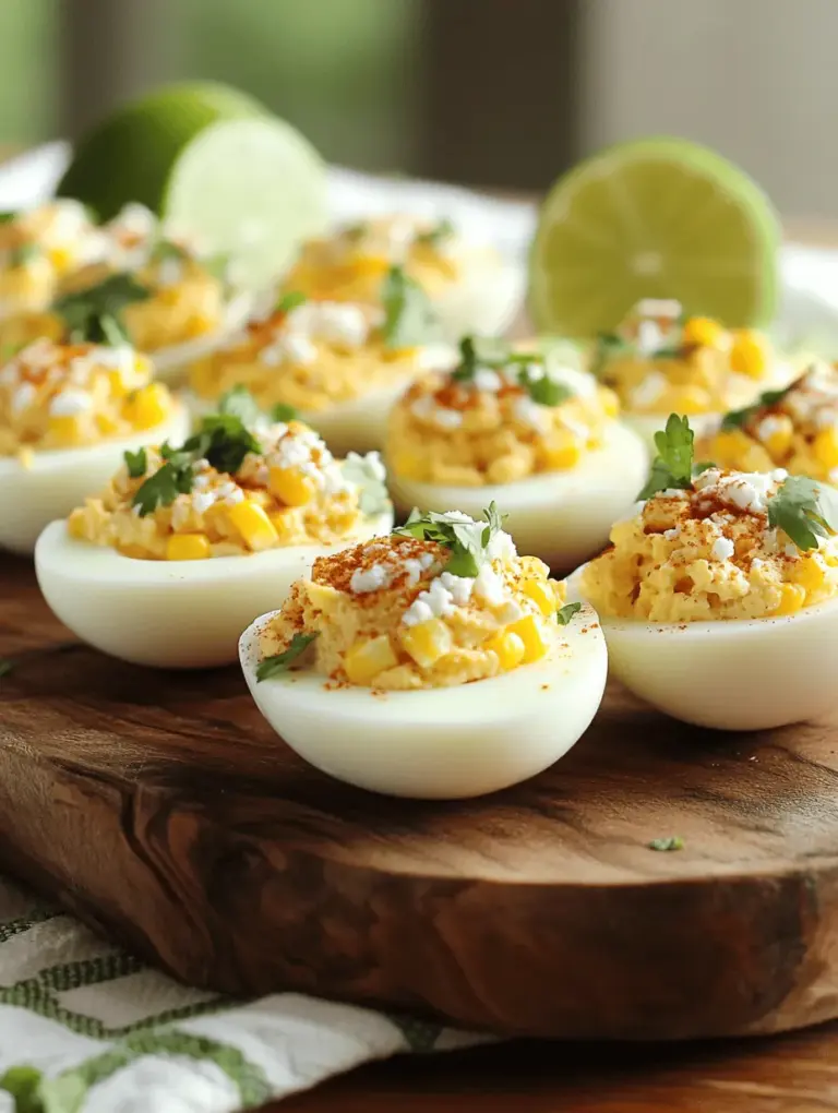 Deviled eggs have long been a beloved staple of gatherings, parties, and picnics, celebrated for their creamy texture and rich, savory flavor. This classic appetizer is not only easy to prepare but also highly adaptable, allowing for a variety of creative twists that cater to different tastes. Among the many variations, one standout recipe is the Mexican Street Corn Deviled Eggs, which combines the traditional charm of deviled eggs with the vibrant and bold flavors of Mexican street corn, known as elote.