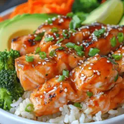 If you're on the lookout for a dish that tantalizes your taste buds while offering a wholesome, nourishing meal, look no further than Honey Sriracha Salmon Bowls. This vibrant dish is a perfect blend of sweet and spicy flavors, making it a delightful option for lunch or dinner. The tender, flaky salmon, coated in a luscious honey sriracha glaze, is served over a bed of fluffy jasmine rice and accompanied by a medley of colorful vegetables. Each bite bursts with flavor, creating a satisfying and energizing meal.