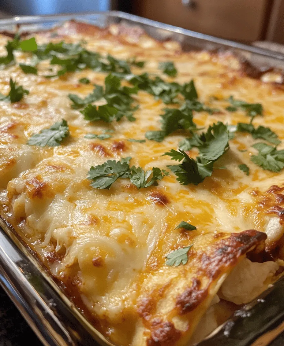 Creamy white chicken enchiladas are the epitome of comfort food, offering a satisfying blend of flavors and textures that warm the heart and soul. This dish combines tender, shredded chicken with a velvety creamy filling, enveloped in soft tortillas and blanketed with zesty green chili sauce. Whether it’s a cozy family dinner or a festive gathering with friends, these enchiladas promise to be a hit, bringing smiles and satisfaction to the table.