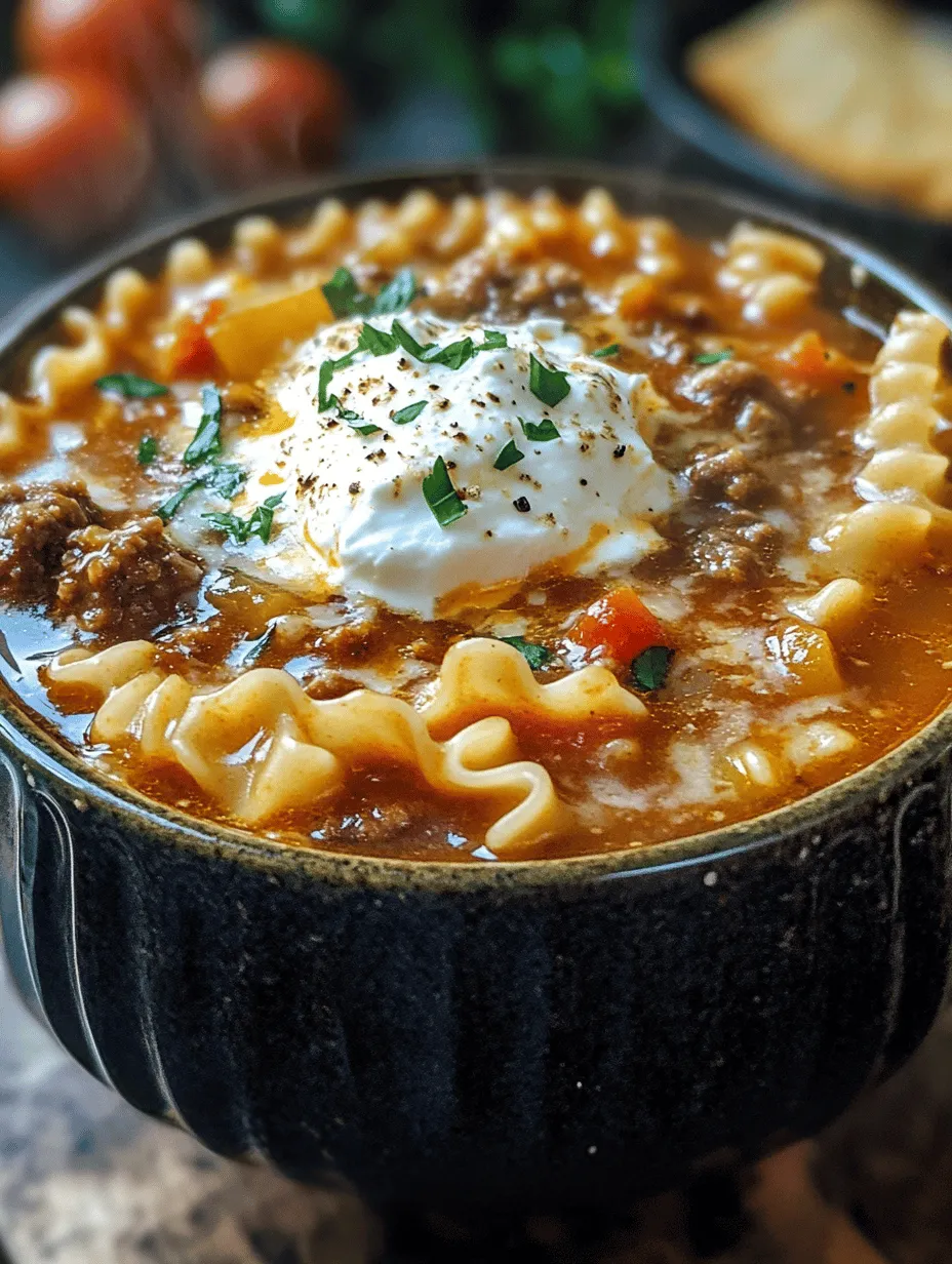 Lasagna soup is the ultimate comfort food, perfect for cozy evenings and gatherings with friends and family. This delightful dish takes all the beloved flavors of classic lasagna and transforms them into a warm, hearty soup that’s not only satisfying but also easy to prepare. Imagine the rich layers of pasta, meat, cheese, and tomato sauce, all simmered together in one pot, creating a symphony of flavors that warms the soul. It’s no wonder that lasagna soup has become a favorite in homes across the globe, especially for those looking for a simple yet indulgent meal.