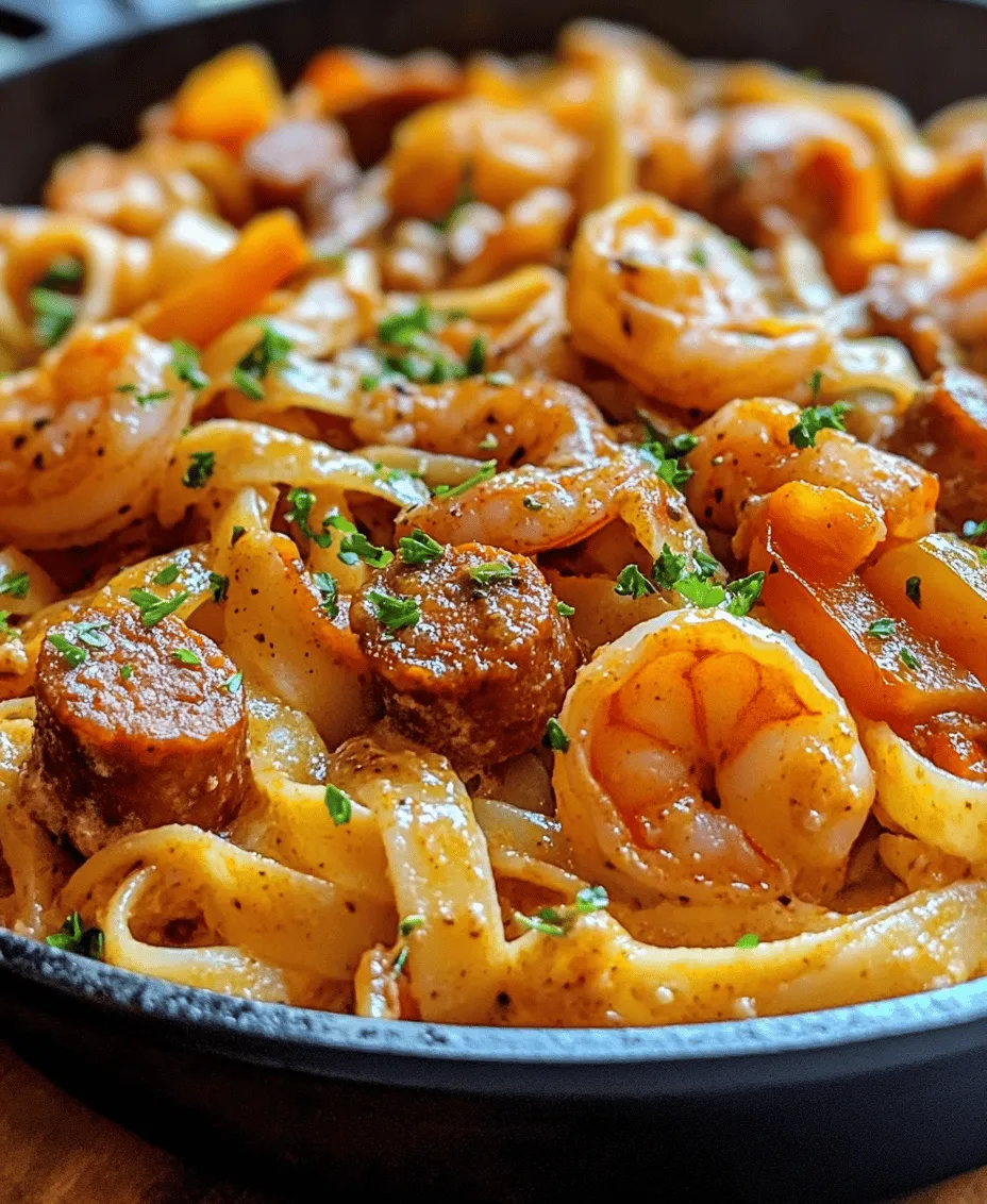 Imagine a dish that perfectly balances the richness of creamy sauces, the hearty bite of succulent shrimp, and the smoky flavor of sausage, all enveloped in tender pasta. This is precisely what <strong></img>Creamy Cajun Shrimp Pasta with Sausage</strong> offers. This recipe is not only a feast for the senses but also a quick and satisfying meal that can be whipped up in about 30 minutes. It’s a fantastic option for busy weeknights or weekend gatherings, where you want to impress your family and friends without spending hours in the kitchen.” /></p>
</p>
<h3>Cooking the Pasta</h3>
</p>
<p>To create the perfect Creamy Cajun Shrimp Pasta with Sausage, one of the most crucial steps is cooking the pasta. Start by bringing a large pot of water to a rolling boil, then generously salt it. Salting the water is essential because it enhances the flavor of the pasta itself. Aim for a saltiness that resembles seawater; this will infuse the pasta with a rich taste as it cooks.</p>
</p>
<p>Once the water is boiling, add your pasta of choice—fettuccine, linguine, or even penne work beautifully. Stir it occasionally to prevent sticking, and cook until it reaches an al dente texture. Al dente means the pasta is cooked through but still has a slight bite when you chew it. This texture not only provides a satisfying mouthfeel but also allows the pasta to hold up better when mixed with the creamy sauce later on. Typically, this takes about 8-10 minutes, but always refer to the package instructions for specific timing. Once cooked, reserve a cup of the pasta water before draining the pasta; this starchy water will be invaluable for adjusting the sauce’s consistency later.</p>
</p>
<h3>Sautéing the Sausage</h3>
</p>
<p>While the pasta cooks, it’s time to focus on the sausage. Choose a high-quality sausage that complements the Cajun flavors—Andouille sausage is a classic choice, but any smoked sausage will do. Heat a large skillet over medium-high heat, and add a drizzle of olive oil to prevent sticking.</p>
</p>
<p>Once the oil is shimmering, add the sliced sausage to the pan. To achieve maximum flavor, allow the sausage to brown without stirring for a few minutes. This process caramelizes the natural sugars in the sausage, resulting in a deeper flavor profile. After a few minutes, stir occasionally until the sausage is evenly browned and cooked through. This step not only enhances the flavor but also builds a flavorful base for your dish.</p>
</p>
<h3>Cooking the Shrimp</h3>
</p>
<p>Now it’s time to add the shrimp to the skillet. Use fresh or frozen shrimp—if using frozen, make sure they are completely thawed and patted dry to prevent excess moisture. Generously season the shrimp with Cajun seasoning, ensuring each piece is coated well.</p>
</p>
<p>Increase the heat to high and add the shrimp to the skillet with the sausage. Sauté them for 2-3 minutes on each side until they turn pink and opaque. Be careful not to overcook the shrimp, as they can become rubbery if left in the pan too long. Once cooked, transfer the shrimp and sausage to a plate, allowing the flavors to meld while you prepare the sauce.</p>
</p>
<h3>Sautéing the Vegetables</h3>
</p>
<p>In the same skillet, add a bit more olive oil if necessary and toss in your vegetables. Bell peppers, onions, and garlic are great choices for this dish. Sauté the vegetables over medium heat for about 5-7 minutes, or until they are tender but still retain some crunch. It’s essential to add the garlic towards the end of the cooking time to prevent it from burning, which can lead to a bitter taste. The goal is to create a colorful medley that not only tastes great but also adds visual appeal to your dish.</p>
</p>
<h3>Making the Sauce</h3>
</p>
<p>With your vegetables sautéed and the shrimp and sausage resting, it’s time to create the creamy sauce. Lower the heat to medium and pour in a cup of heavy cream, stirring gently to combine with the sautéed vegetables. As the cream heats, add in the Cajun seasoning, stirring well to ensure an even distribution. To achieve the right consistency, gradually add the reserved pasta water, a little at a time, until the sauce reaches your desired thickness. This starchy water not only helps bind the sauce but also enhances the overall flavor.</p>
</p>
<p>Next, add grated Parmesan cheese to the sauce, stirring until it melts completely. This will give your sauce a rich, velvety texture. Taste and adjust the seasoning as needed, adding salt, pepper, or more Cajun seasoning to suit your palate.</p>
</p>
<h3>Combining Ingredients</h3>
</p>
<p>Once the sauce is ready, it’s time to bring everything together. Add the cooked pasta to the skillet along with the shrimp and sausage. Use tongs or a large spoon to gently toss the ingredients together, ensuring that the pasta is thoroughly coated with the sauce. This step is crucial for flavor integration, as it allows the pasta to absorb the rich, creamy sauce and the spices from the sausage and shrimp.</p>
</p>
<p>If the mixture seems dry, don’t hesitate to add a splash more of the reserved pasta water until you achieve a luscious, creamy consistency. Allow everything to heat through for a minute or two, and then remove it from the heat.</p>
</p>
<h3>Garnishing</h3>
</p>
<p>For the finishing touch, sprinkle freshly chopped parsley over the top of your Creamy Cajun Shrimp Pasta. Not only does the parsley add a pop of color that enhances the visual appeal of the dish, but it also offers a fresh flavor that balances out the richness of the sauce. Serve it hot and enjoy the enticing aroma that wafts from the skillet.</p>
</p>
<h3>Nutritional Information</h3>
</p>
<p>This Creamy Cajun Shrimp Pasta with Sausage is not just a feast for the senses; it also packs a nutritional punch. Here’s a breakdown of its key nutritional benefits:</p>
</p>
<p>– <strong>Protein Content</strong>: The shrimp and sausage provide a generous amount of protein, essential for muscle repair and overall health. A single serving can contain approximately 30 grams of protein, making this dish a satisfying and filling option.</p>
</p>
<p>– <strong>Carbohydrates</strong>: The pasta serves as a source of carbohydrates, offering the energy needed for daily activities. Whole-grain or legume-based pasta can enhance the nutritional profile even further, providing fiber and additional nutrients.</p>
</p>
<p>– <strong>Healthy Fats</strong>: Olive oil, used in cooking, contributes healthy monounsaturated fats, which are beneficial for heart health. The use of cream adds richness but should be balanced with portion size for a healthy indulgence.</p>
</p>
<p>– <strong>Vitamins and Minerals</strong>: The vegetables and herbs contribute valuable vitamins and minerals. Bell peppers are rich in vitamins A and C, while parsley is known for its antioxidant properties.</p>
</p>
<h3>Serving Suggestions</h3>
</p>
<p>To elevate your dining experience, consider these serving suggestions:</p>
</p>
<p>– <strong>Side Dishes</strong>: Pair your Creamy Cajun Shrimp Pasta with warm garlic bread or a crisp, fresh salad. A simple arugula salad with lemon vinaigrette can provide a refreshing contrast to the creamy pasta.</p>
</p>
<p>– <strong>Beverage Pairings</strong>: A chilled glass of white wine, such as Sauvignon Blanc or Pinot Grigio, complements the flavors beautifully. If you prefer a non-alcoholic option, iced tea or lemonade works wonderfully to cleanse the palate.</p>
</p>
<h3>Variations and Customization</h3>
</p>
<p>One of the joys of cooking is the ability to customize recipes to fit various dietary needs and preferences. Here are some ideas for modifying your Creamy Cajun Shrimp Pasta:</p>
</p>
<p>– <strong>Vegetarian or Vegan Options</strong>: For a vegetarian version, replace the shrimp and sausage with hearty vegetables like mushrooms, zucchini, and eggplant, or opt for plant-based sausage. For a vegan option, use coconut cream instead of heavy cream and ensure your pasta is egg-free.</p>
</p>
<p>– <strong>Gluten-Free Adaptations</strong>: If you’re looking for a gluten-free dish, swap traditional pasta for gluten-free pasta made from rice, quinoa, or lentils. These alternatives will still provide a satisfying base for your dish.</p>
</p>
<p>– <strong>Spicing It Up</strong>: Adjust the level of spiciness by modifying the amount of Cajun seasoning. For a milder flavor, reduce the seasoning, or, conversely, add a pinch of cayenne pepper or chopped jalapeños for an extra kick.</p>
</p>
<h3>Conclusion</h3>
</p>
<p>Creamy Cajun Shrimp Pasta with Sausage is a delightful dish that showcases the vibrant flavors and rich culinary heritage of Cajun cooking. Its versatility allows it to be adapted to suit various tastes and dietary needs, making it an excellent choice for family gatherings, weeknight dinners, or special occasions.</p>
</p>
<p>Encourage your family and friends to embrace the joy of cooking by trying this recipe and experimenting with their own variations. Bringing a taste of the South into your kitchen has never been easier or more delicious. With its creamy sauce, perfectly cooked shrimp, and savory sausage, this dish is sure to become a favorite in your household. So gather your ingredients, put on your apron, and enjoy the delightful experience of creating a meal that is as enjoyable to make as it is to eat.</p>
<div id=