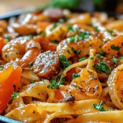 Imagine a dish that perfectly balances the richness of creamy sauces, the hearty bite of succulent shrimp, and the smoky flavor of sausage, all enveloped in tender pasta. This is precisely what Creamy Cajun Shrimp Pasta with Sausage offers. This recipe is not only a feast for the senses but also a quick and satisfying meal that can be whipped up in about 30 minutes. It's a fantastic option for busy weeknights or weekend gatherings, where you want to impress your family and friends without spending hours in the kitchen.