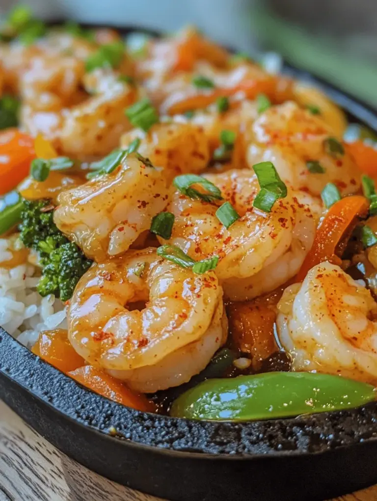 If you're looking for a quick and delicious meal that packs a punch in terms of flavor, then "Sizzling Shrimp Delight" is the perfect dish for you. This vibrant stir-fry combines the succulent taste of shrimp with a medley of colorful vegetables, all brought together by aromatic garlic and ginger. With its tantalizing ingredients and straightforward preparation, this dish not only satisfies your taste buds but also fits seamlessly into a busy lifestyle. Whether you're a novice cook or a seasoned chef, this recipe will guide you through the process of creating a culinary masterpiece that is sure to impress.