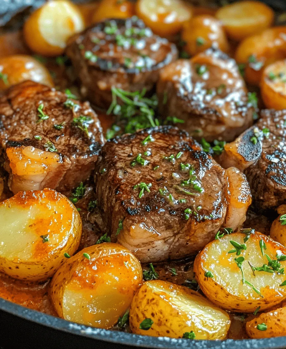 Are you ready to elevate your weeknight dinners with a dish that’s as delightful to the palate as it is to the eyes? The Sizzling Garlic Butter Steak & Potatoes Skillet is not just a meal; it’s an experience that brings together succulent steak, tender baby potatoes, and aromatic herbs in a symphony of flavors that will leave your guests and family asking for seconds. This dish promises a perfect balance of textures and tastes that harmonize beautifully, making it an ideal choice for both casual weeknight dinners and more festive occasions.