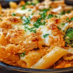 If you’re searching for a comforting and hearty meal that the entire family will enjoy, look no further than the Garlic Parmesan Chicken Pasta Bake. This delightful dish combines tender pasta with succulent chicken, vibrant broccoli, and a creamy, cheesy sauce that is sure to please even the pickiest of eaters. Not only is this recipe packed with flavor, but it is also incredibly easy to prepare, making it a perfect weeknight dinner option or a satisfying dish for gatherings.