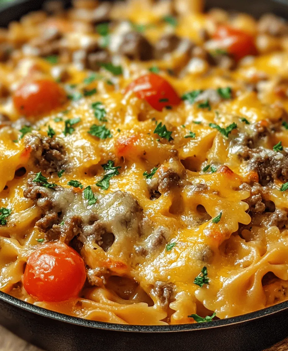 When it comes to comfort food, few dishes can rival the rich, satisfying flavors of Cheesy Beef and Bowtie Pasta in Garlic Butter. This recipe encapsulates everything we love about hearty meals: the comforting embrace of pasta, the savory richness of beef, and the delightful creaminess of cheese, all brought together with the aromatic allure of garlic. It is a dish that not only warms the heart but also tantalizes the taste buds, making it a favorite among families and food lovers alike.