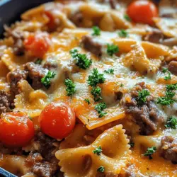 When it comes to comfort food, few dishes can rival the rich, satisfying flavors of Cheesy Beef and Bowtie Pasta in Garlic Butter. This recipe encapsulates everything we love about hearty meals: the comforting embrace of pasta, the savory richness of beef, and the delightful creaminess of cheese, all brought together with the aromatic allure of garlic. It is a dish that not only warms the heart but also tantalizes the taste buds, making it a favorite among families and food lovers alike.