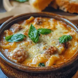 If comfort food had a poster child, it would undoubtedly be Alfredo Lasagna Soup. This delightful dish marries the indulgent creaminess of classic Alfredo sauce with the heartwarming essence of a hearty lasagna, all in a cozy soup format. Imagine curling up on a chilly evening with a steaming bowl of this creamy concoction, where each spoonful transports you to the heart of Italian cuisine. The beauty of Alfredo Lasagna Soup lies in its ability to combine the best elements of traditional lasagna—layers of flavor and rich textures—with the ease and warmth of a soup, making it a perfect option for families and busy individuals alike.