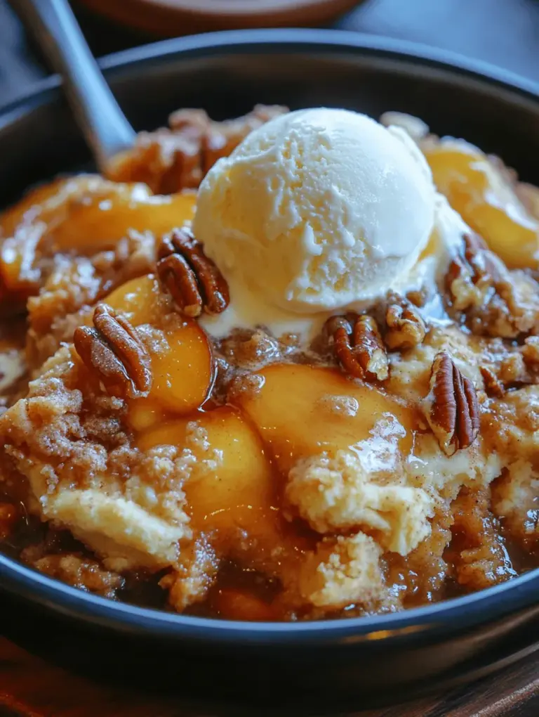 Peach cobbler has a rich history embedded in American cuisine, tracing its roots back to the early 19th century. Originally, cobblers were created by early American settlers who lacked the resources to make traditional pies. Instead, they would layer fruit—often the juicy peaches abundant in the summer—under a simple biscuit or cake batter. This innovative approach soon evolved, giving rise to the beloved dessert we know today.