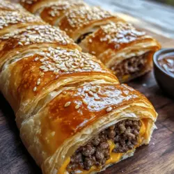 If you’re a fan of comfort food, then you’re in for a treat with this Bacon Cheeseburger Puff Pastry Roll. Imagine the classic flavors of a cheeseburger wrapped in a flaky, buttery pastry that melts in your mouth. This innovative recipe marries two beloved favorites into one delectable dish that is perfect for casual gatherings, family dinners, or game day snacks. Whether you’re hosting a party or simply looking for a satisfying meal, this puff pastry roll promises to impress with both its presentation and taste.