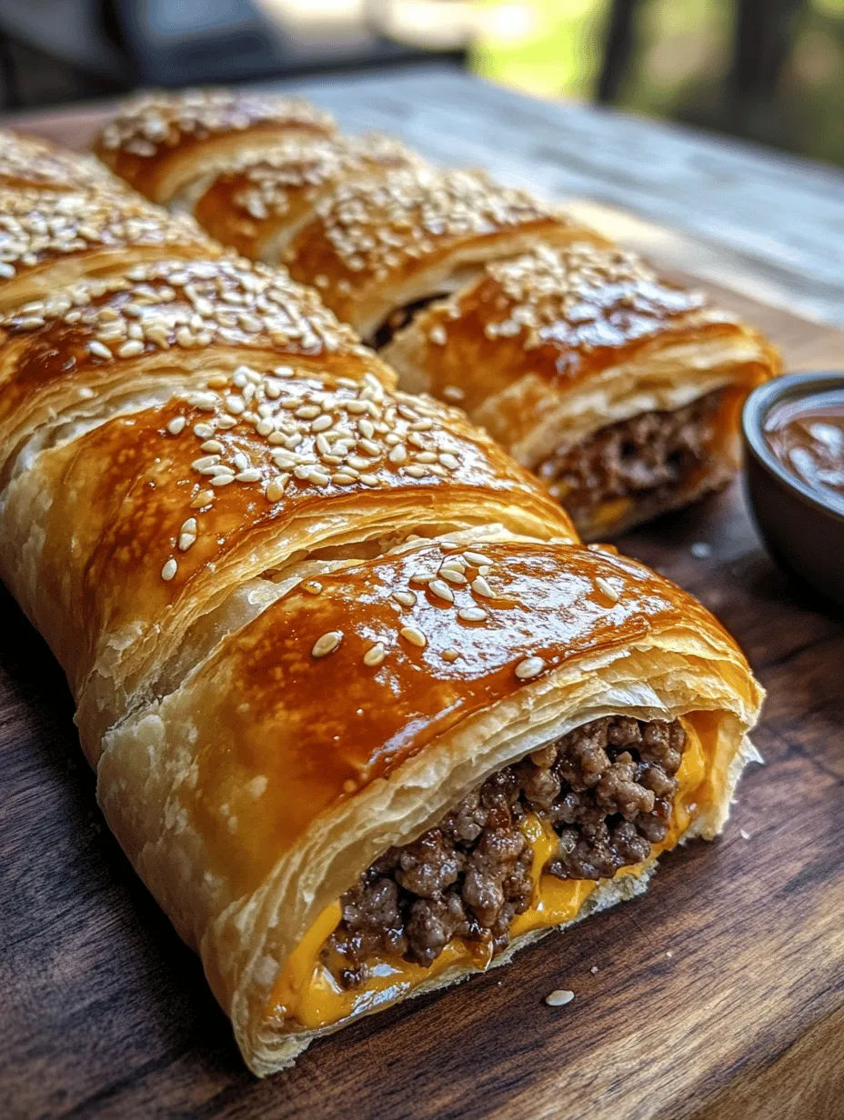 If you’re a fan of comfort food, then you’re in for a treat with this Bacon Cheeseburger Puff Pastry Roll. Imagine the classic flavors of a cheeseburger wrapped in a flaky, buttery pastry that melts in your mouth. This innovative recipe marries two beloved favorites into one delectable dish that is perfect for casual gatherings, family dinners, or game day snacks. Whether you’re hosting a party or simply looking for a satisfying meal, this puff pastry roll promises to impress with both its presentation and taste.