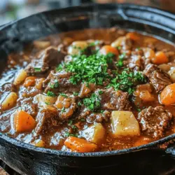 Beef stew is a dish that transcends time and geography, holding a special place in culinary traditions worldwide. This hearty dish, often simmering on the stovetop or bubbling away in a slow cooker, is not just a meal—it’s a warm embrace on a cold day, a comfort food that nourishes both body and soul. The rich aroma of beef cooking slowly with vegetables and herbs wafts through homes, drawing family members together and sparking conversations around the dinner table.