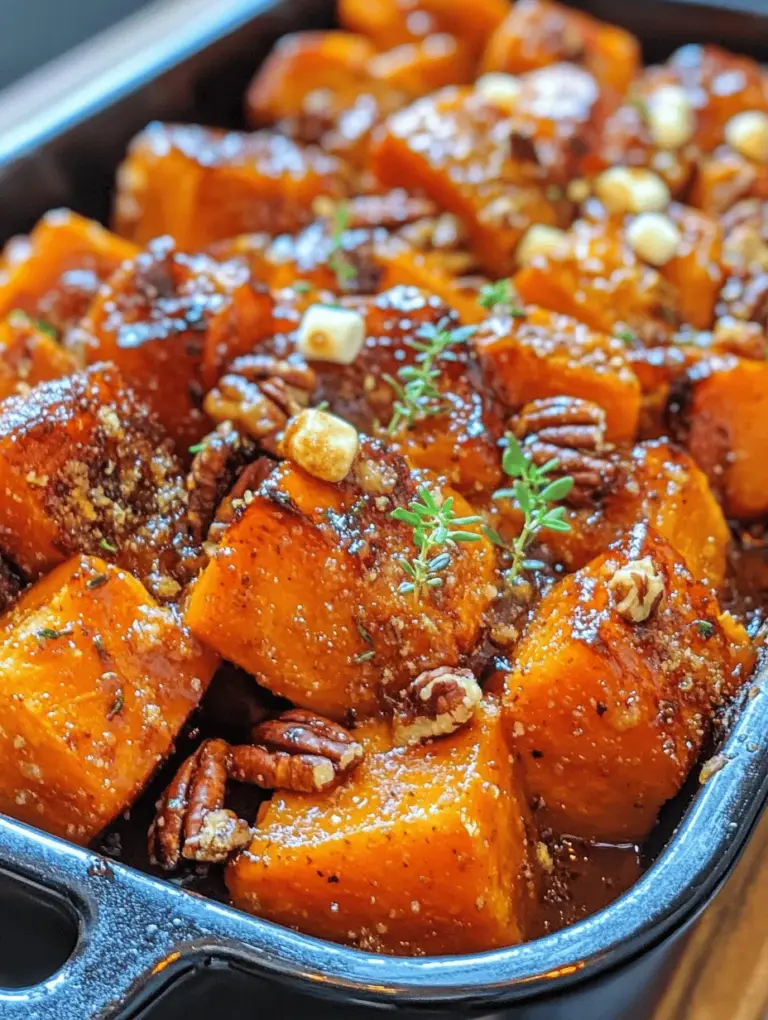 Sweet Harmony Candied Sweet Potatoes is a dish that embodies comfort and warmth, making it a cherished staple in many households. Known for their rich sweetness and soft, buttery texture, candied sweet potatoes have a way of bringing people together during family gatherings and festive occasions. This delightful recipe not only showcases the natural sweetness of the tubers but also enhances their flavor with a luscious glaze, creating a dish that is both visually appealing and irresistibly delicious.