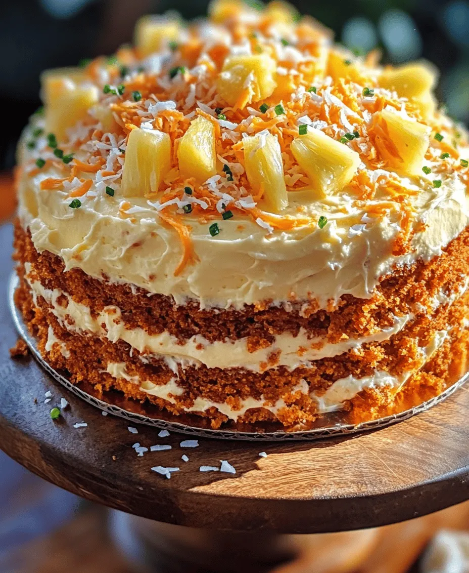 Tropical Delight: Hawaiian Pineapple Carrot Cream Cake is not just a dessert; it's a celebration of flavors that transports you to sun-soaked beaches and vibrant luaus. This cake is a delightful fusion of sweet crushed pineapple, fresh grated carrots, and a hint of shredded coconut, creating a moist and flavorful treat that tantalizes the taste buds. Each bite brings a taste of the tropics, combined with the comforting nostalgia of a classic carrot cake, making it a perfect centerpiece for any occasion.