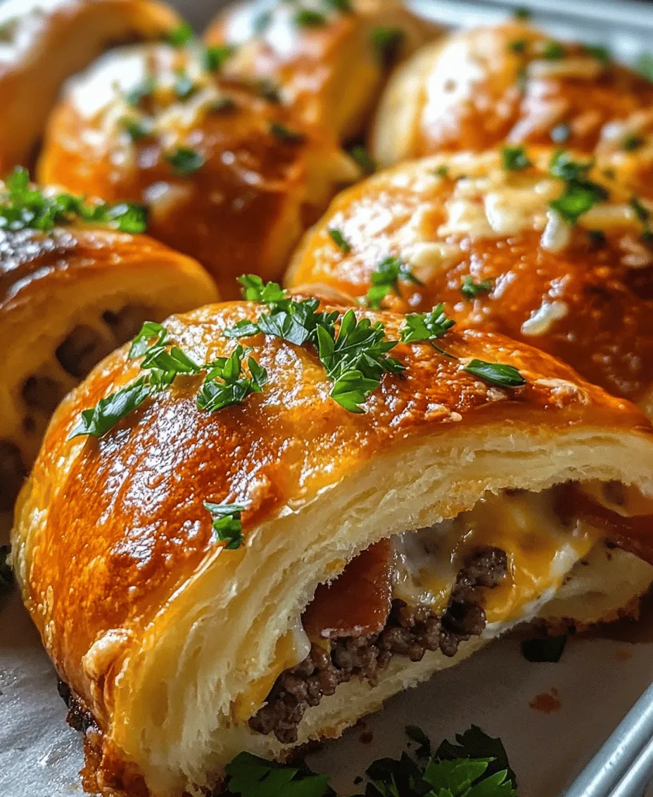 If you're looking for a mouthwatering recipe that combines comfort food with bold flavors, look no further than Garlic Parmesan Bacon Cheeseburger Bombs. This delicious fusion takes the beloved elements of a classic cheeseburger and wraps them in a warm, flaky crescent roll dough, making for a perfectly portable snack or meal option. These bombs are not just any ordinary cheeseburgers; they're packed with layers of flavor—savory garlic, rich parmesan, crispy bacon, and gooey cheese—all encased in a delightful dough.